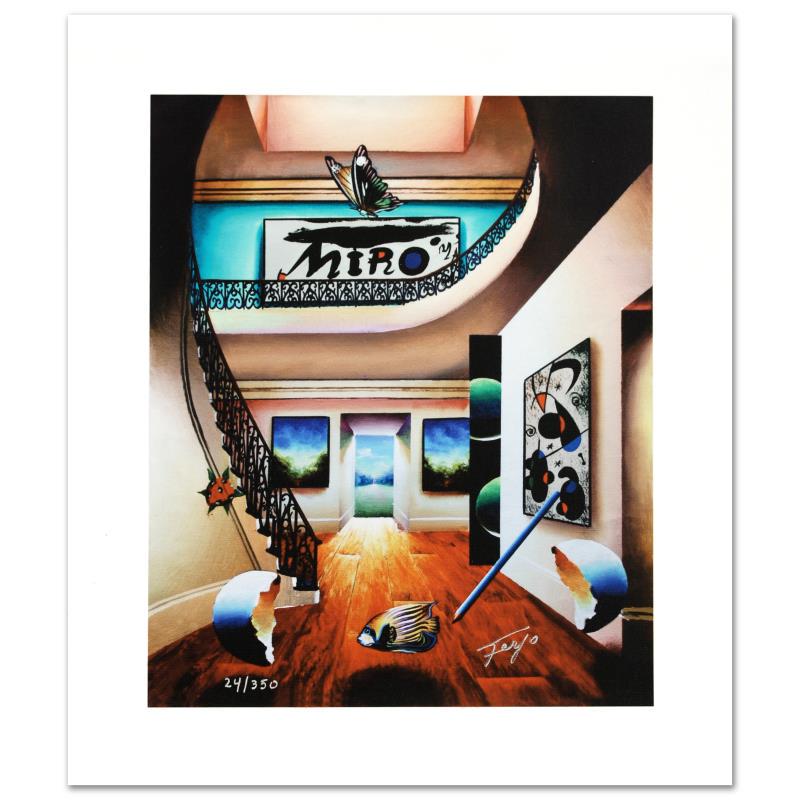 "Miro" Limited Edition Giclee on Canvas by Ferjo,: "Miro" is a limited edition giclee on canvas, numbered and hand signed by Ferjo. Includes Certificate of Authenticity! Measures approx. 9" x 11" (image).
