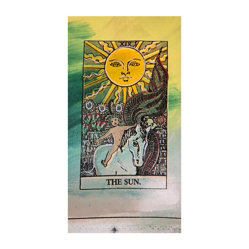 Steve Kaufman (1960-2010), "Tarot, The Sun" Hand Signed: "Tarot, The Sun" is a limited edition hand pulled silkscreen mixed media on canvas by Andy Warhol protege Steve Kaufman (1960-2010). This piece is numbered and 19/50 and hand signed inverso. Includes 