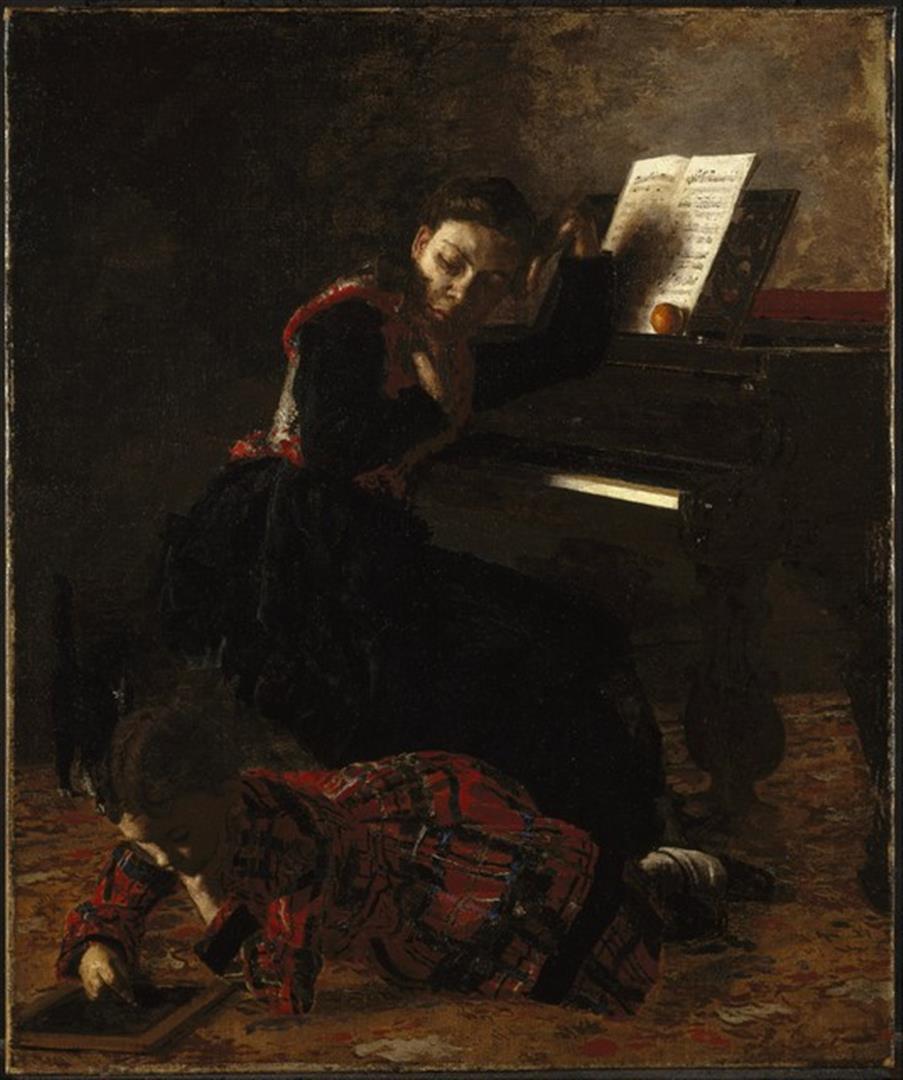 Thomas Eakins - Home Scene: Artist: Thomas Eakins - Title: Home Scene - Medium: Fine Art Giclee on Canvas - Image Size: Approximately 20 inches x 16.75 inches - Framed: Unframed on Unstretched Canvas - Biography: Thomas Eakins,