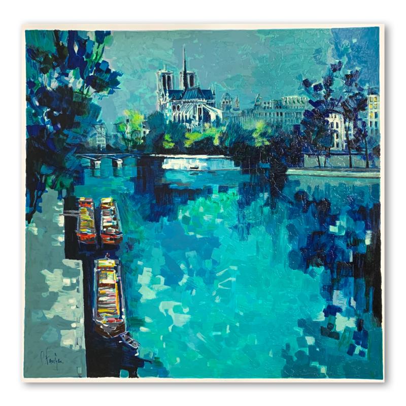 Claude Fauchere, "Notre Dame" Hand Signed Limited: "Notre Dame" is a limited edition serigraph on paper by Claude Fauchere. It is numbered and hand signed and includes a letter of authenticity. Measures approximately 28.5" x 28.5" (image).