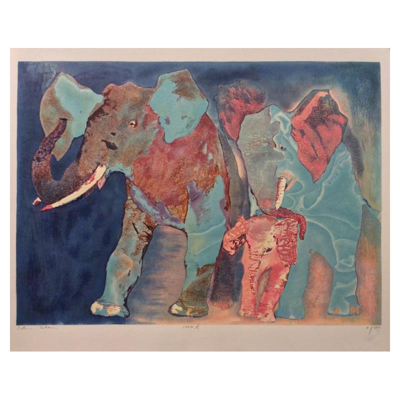 Edwin Salomon, "Happy Family" Hand Signed Limited: "Happy Family", is a limited edition Serigraph on Paper by Edwin Salomon. Numbered and hand signed, this piece is accompanied by a letter of authenticity. Measures approximately 19" x 26" (image).