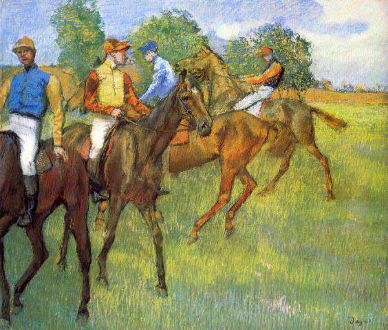 Edgar Degas - Weigh Out: Artist: Degas - Title: Weigh Out - Medium: Fine Art Reproduction Giclee on Archival Canvas - Image Size: Approximately 17 inches x 20 inches - Framed: Unframed on Unstretched Canvas - Edgar Degas was 