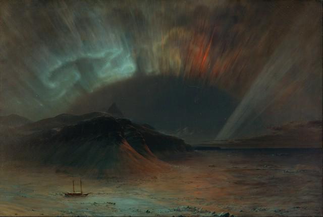 Frederic Edwin Church - Aurora Borealis: Artist: Frederic Edwin Church - Title: Aurora Borealis - Medium: Fine Art Giclee on Canvas - Image Size: Approximately 13.5 inches x 20 inches - Framed: Unframed on Unstretched Canvas - Biography: Fre