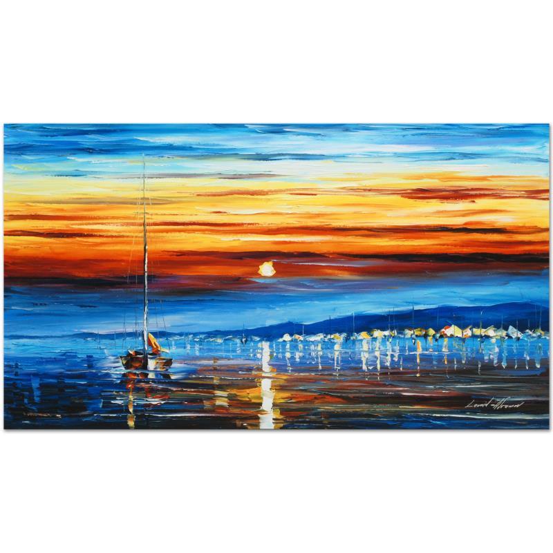 Leonid Afremov (1955-2019) "Bright Star" Limited: Leonid Afremov's (1955-2019) masterful use of color and texture make his paintings unique collectibles that are sure to brighten any wall. "Bright Star" is a limited edition giclee on canvas. The piec