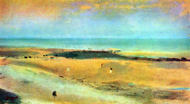 Edgar Degas - Beach At Low Tide #1: Artist: Degas - Title: Beach At Low Tide #1 - Medium: Fine Art Reproduction Giclee on Archival Canvas - Image Size: Approximately 11 inches x 20 inches - Framed: Unframed on Unstretched Canvas - Edgar