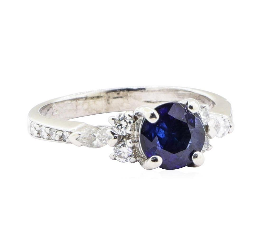 1.41 ctw Sapphire and Diamond Ring - Platinum: One ring featuring: platinum weighing 5.0 grams containing one sapphire weighing 0.96ct and diamonds weighing 0.45ctw.