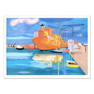 Georges Lambert (1919-1998), "Brest" Limited Edition: "Brest" is a limited edition lithograph on paper by Georges Lambert (1919-1998), numbered and hand signed by the artist! Measures approx. 29.5" x 21" (border). 27" x 19.5" (image).