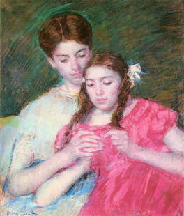 Mary Cassatt - Woman And Girl: Artist: Mary Stevenson Cassatt (b. 1844 - 1926) Title: Woman And Girl Medium: Fine Art Reproduction Giclee on Canvas Image Size: Approximately 20 inches x 17 inches Unframed on Unstretched Canvas
