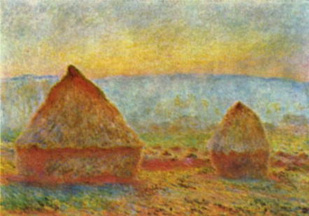 Claude Monet - Haystack [1]: Artist: Claude Monet - Title: Haystack [1] - Medium: Fine Art Reproduction Giclee on Canvas - Image Size: Approximately 22.5 inches x 32 inches - Unframed on Unstretched Canvas - Biography: Claude