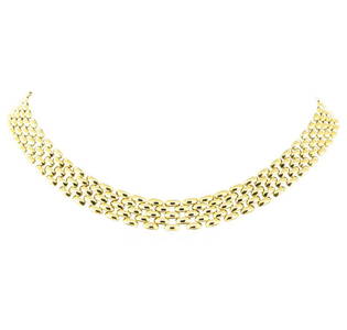 17.75 Inch Five Row Panther Link Chain - 18KT Yellow