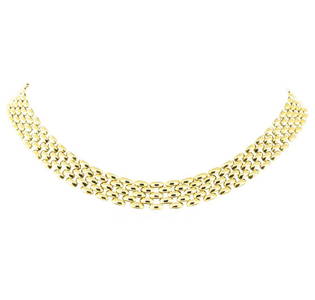 17.75 Inch Five Row Panther Link Chain - 18KT Yellow