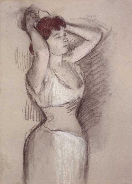 Edgar Degas - Woman Doing Hair: Artist: Degas - Title: Woman Doing Hair - Medium: Fine Art Reproduction Giclee on Archival Canvas - Image Size: Approximately 15.75 inches x 20 inches - Framed: Unframed on Unstretched Canvas - Edgar 