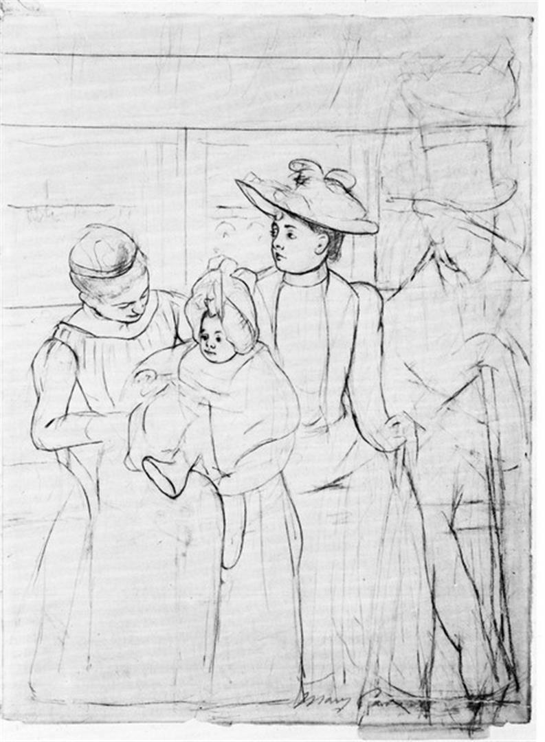 Mary Cassatt - In The Bus: Artist: Mary Stevenson Cassatt (b. 1844 - 1926) Title: In The Bus Medium: Fine Art Reproduction Giclee on Canvas Image Size: Approximately 20 inches x 14.75 inches Unframed on Unstretched Canvas Birog