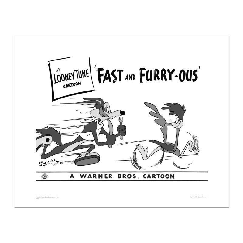 Fast and Furry-ous by Looney Tunes: Fast and Furry-ous by Looney Tunes. "Fast and Furry-ous" is a limited edition giclee on paper from Warner Bros. featuring iconic Looney Tunes characters. The art was taken from an original Lobby Card
