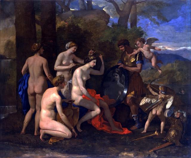 Nicolas Poussin - Mars and Venus: Artist: Nicolas Poussin - Title: Mars and Venus - Medium: Fine Art Reproduction Giclee on Canvas - Image Size: Approximately 26.5 inches x 32 inches - Unframed on Unstretched Canvas - Biography: Nicol