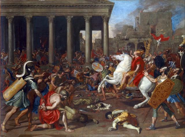 Nicolas Poussin - The Conquest of Jerusalem by Emperor: Artist: Nicolas Poussin - Title: The Conquest of Jerusalem by Emperor Titus - Medium: Fine Art Reproduction Giclee on Canvas - Image Size: Approximately 14.75 inches x 20 inches - Unframed on Unstretc