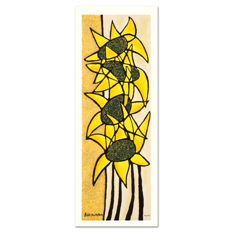 Sunflower Trio by Ben-Simhon, Avi: Sunflower Trio by Ben-Simhon, Avi. "Sunflower Trio" is a limited edition serigraph on paper, numbered and hand signed by Avi Ben-Simhon. Includes Certificate of Authenticity! Measures approx. 10.5" x 