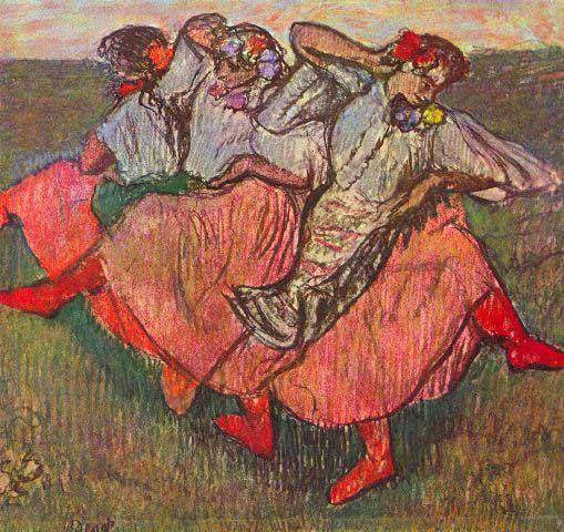 Edgar Degas - Russian Dancers: Artist: Degas - Title: Russian Dancers - Medium: Fine Art Reproduction Giclee on Archival Canvas - Image Size: Approximately 18.75 inches x 20 inches - Framed: Unframed on Unstretched Canvas - Edgar D