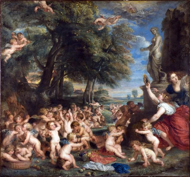 Sir Peter Paul Rubens - Worship of Venus: Artist: Sir Peter Paul Rubens - Title: Worship of Venus - Medium: Fine Art Reproduction Giclee on Canvas - Image Size: Approximately 18.75 inches x 20 inches - Unframed on Unstretched Canvas - Biograp