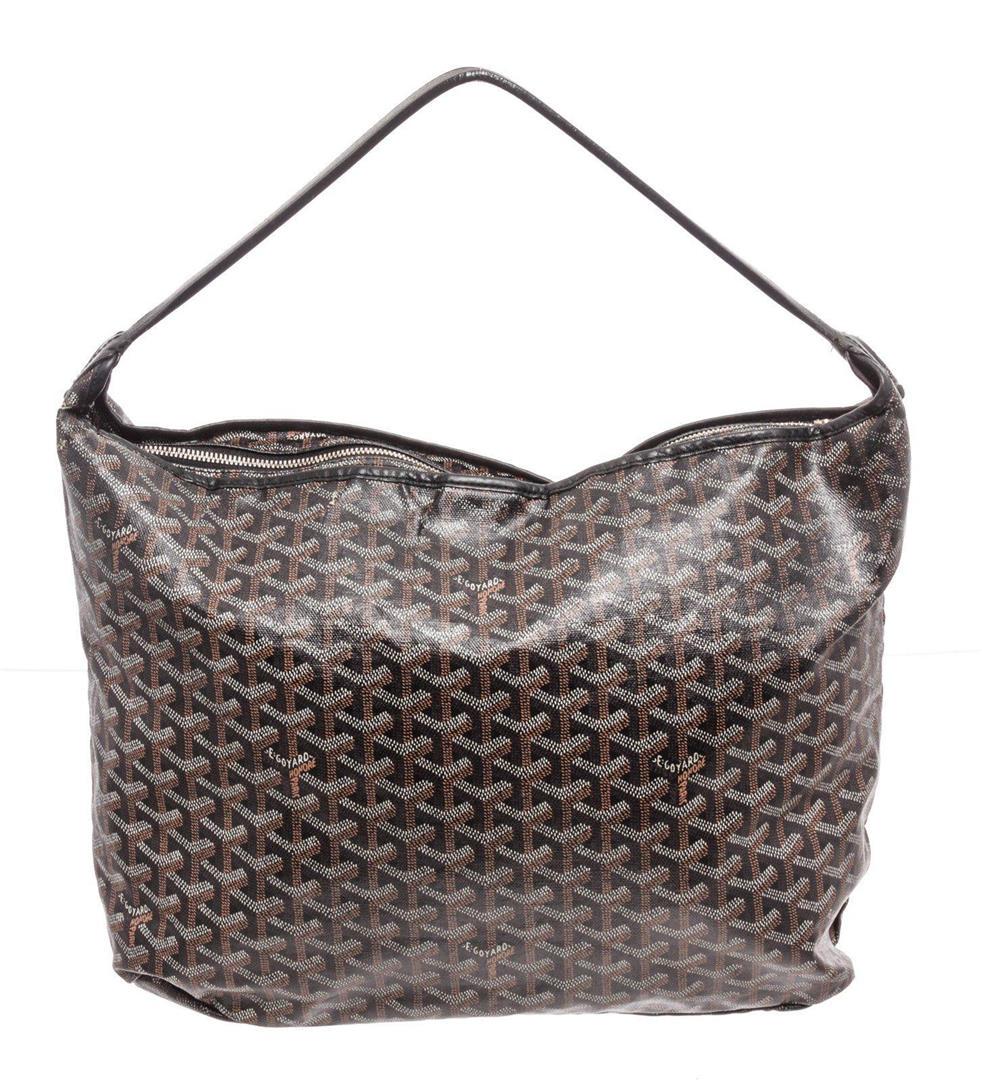 Goyard Black Coated Canvas Fidji Hobo Bag: Goyard Black Coated Canvas Fidji Hobo Bag. Goyard Black Coated Canvas Fidji Hobo Bag with silver-tone hardware, single shoulder strap, canvas lining, zip closure.