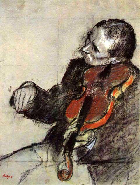 Edgar Degas - Study Of Violinist: Artist: Degas - Title: Study Of Violinist - Medium: Fine Art Reproduction Giclee on Archival Canvas - Image Size: Approximately 20 inches x 15 inches - Framed: Unframed on Unstretched Canvas - Edgar D