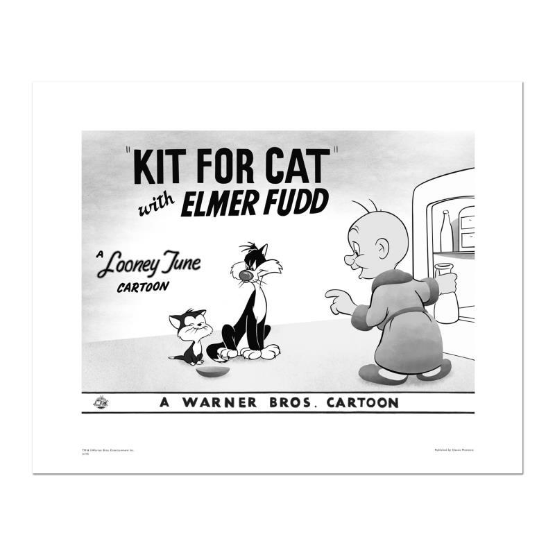 Kit for Cat by Looney Tunes: "Kit for Cat" is a limited edition giclee on paper from Warner Bros. featuring iconic Looney Tunes characters. The art was taken from an original Lobby Card used to promote "Kit for Cat" released in 1