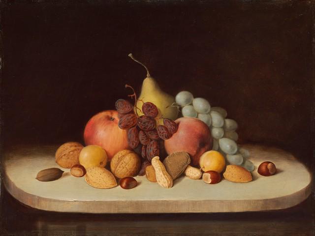 Robert Duncanson - Still Life with Fruit and Nuts: Artist: Robert Duncanson - Title: Still Life with Fruit and Nuts - Medium: Fine Art Giclee on Canvas - Image Size: Approximately 24 inches x 32 inches - Framed: Unframed on Unstretched Canvas - Biogra
