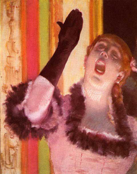 Edgar Degas - The Singer With The Glove: Artist: Degas - Title: The Singer With The Glove - Medium: Fine Art Reproduction Giclee on Archival Canvas - Image Size: Approximately 20 inches x 15.75 inches - Framed: Unframed on Unstretched Canvas