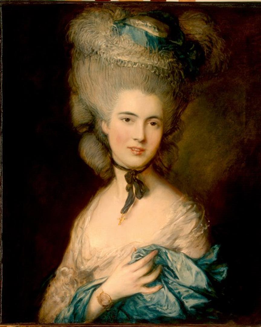 Thomas Gainsborough - A Woman in Blue: Artist: Thomas Gainsborough - Title: A Woman in Blue - Medium: Fine Art Reproduction Giclee on Canvas - Image Size: Approximately 32 inches x 25.5 inches - Unframed on Unstretched Canvas - Biography: 