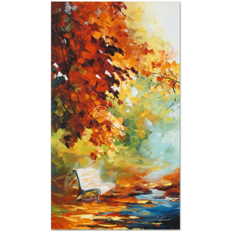 Respite Spot by Afremov (1955-2019): Leonid Afremov's (1955-2019) masterful use of color and texture make his paintings unique collectibles that are sure to brighten any wall. "Respite Spot" is a limited edition giclee on canvas. The pie