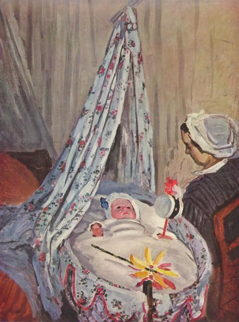 Claude Monet - Jean Monet in the Cradle: Artist: Claude Monet - Title: Jean Monet in the Cradle - Medium: Fine Art Reproduction Giclee on Canvas - Image Size: Approximately 20 inches x 14.75 inches - Unframed on Unstretched Canvas - Biograph