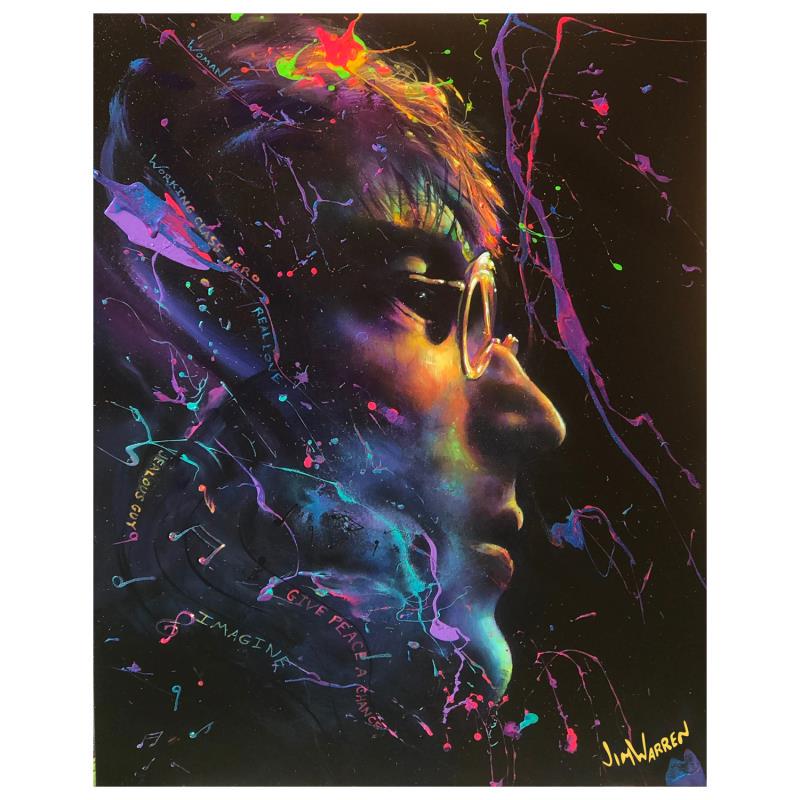 The Music Lives On (John Lennon) by Warren, Jim: "The Music Lives On (John Lennon)" is an is an AP numbered, artist embellished limited edition giclee on canvas by Jim Warren. The piece is hand signed and accompanied by a certificate of authenticity