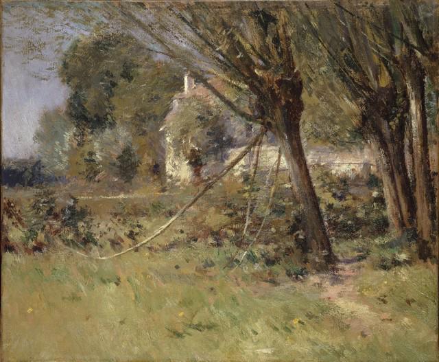 Theodore Robinson - Willows: Artist: Theodore Robinson - Title: Willows - Medium: Fine Art Giclee on Canvas - Image Size: Approximately 26.5 inches x 32 inches - Framed: Unframed on Unstretched Canvas - Theodore Robinson (June 3,