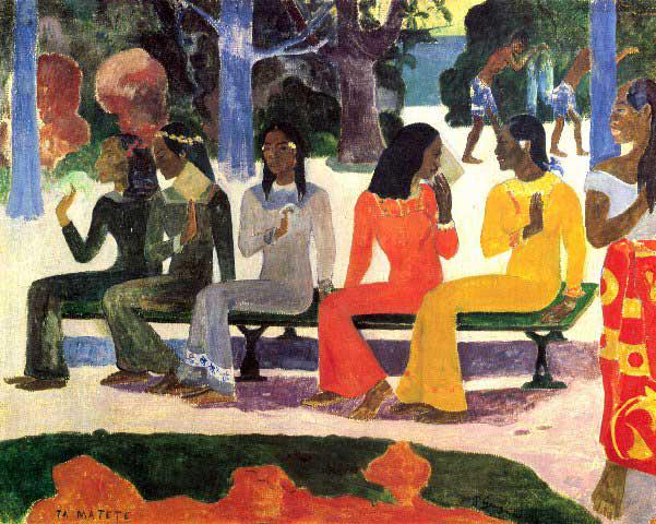 Paul Gauguin - Ta Matete: Artist: Paul Gauguin - Title: Ta Matete - Medium: Fine Art Reproduction Giclee on Canvas - Image Size: Approximately 16 inches x 20 inches - Unframed on Unstretched Canvas - Biography: French post-imp