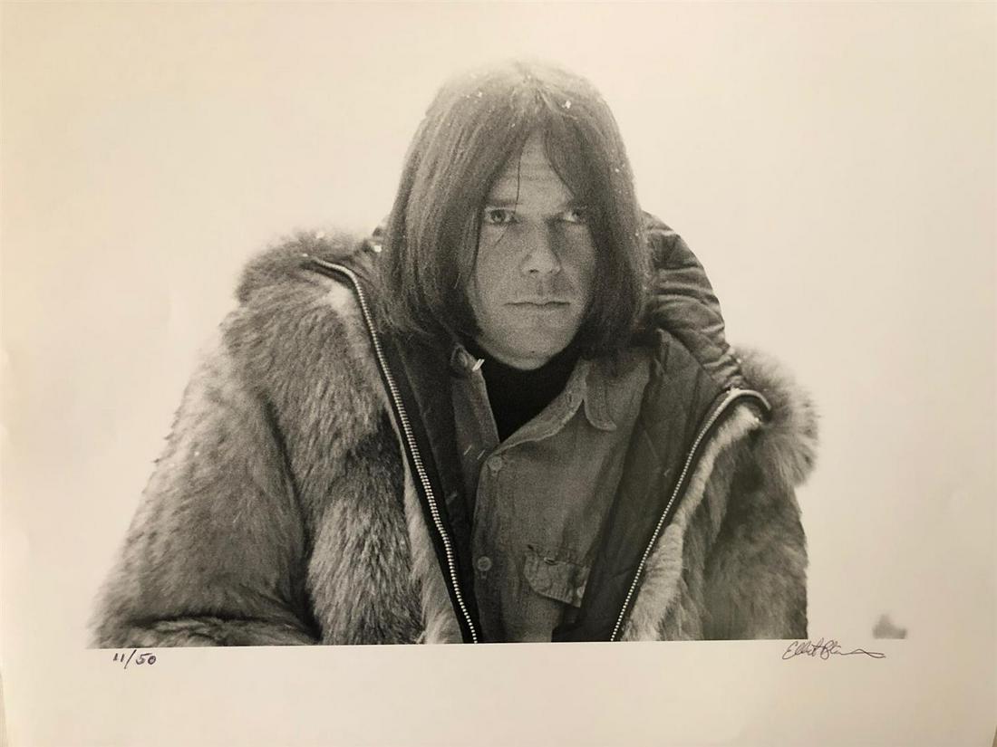 Neil Young , Rolling Stone published: This is an original 20x16" silver gelatin print of Neil Young taken for Rolling Stone magazine in late 1969 by Boston photographer Elliot Blinder, signed & numbered. It also appeared in Rolling Stone'