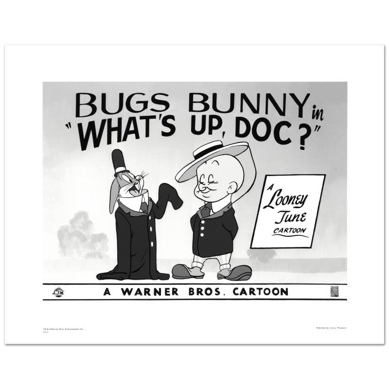 What's Up Doc #2 by Looney Tunes: "What's Up Doc #2" is a limited edition giclee on paper from Warner Bros., numbered with hologram seal of Authenticity. This image was originally used as a "lobby card" displayed in theater lobbies to