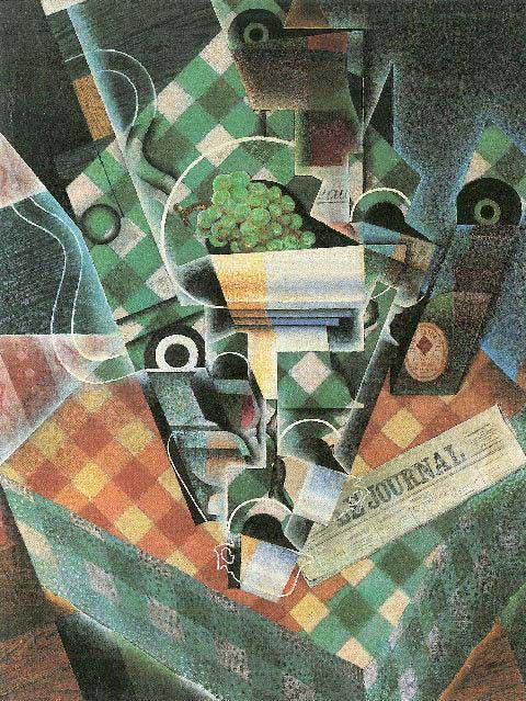 Juan Gris - Still Life With Checked Tablecloth: Artist: Juan Gris - Title: Still Life With Checked Tablecloth - Medium: Fine Art Reproduction Giclee on Canvas - Image Size: Approximately 20 inches x 15 inches - Unframed on Unstretched Canvas - Biog