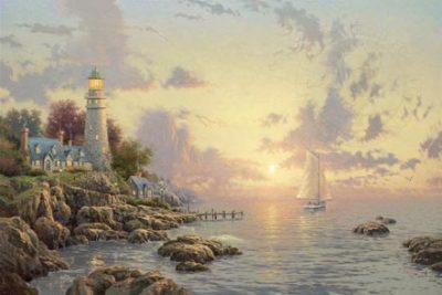 Thomas Kinkade Sea of Tranquility: Thomas Kinkade Sea of Tranquility is a limited edition paper lithograph, signed and numbered with COA. Image 24x36".