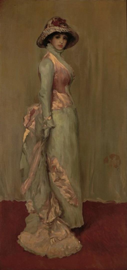 Whistler - Harmony in Pink and Gray: Artist: James Abbott McNeill Whistler - Title: Harmony in Pink and Gray and Red - Medium: Fine Art Giclee on Canvas - Image Size: Approximately 20 inches x 9.5 inches - Framed: Unframed on Unstretched