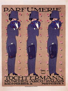Ludwig Hohlwein - Tochtermann Parmumerie: Artist: Ludwig Hohlwein Title: Tochtermann Parmumerie Medium: Fine Art Giclee on Canvas Image Size: Approximately 26.75 inches x 20 inches Unframed on Unstretched Canvas Biography: Ludwig Hohlwein