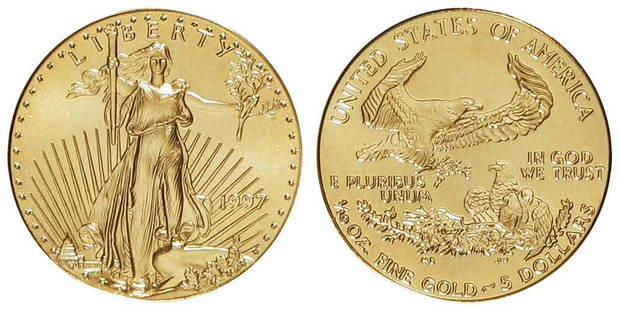 1997 $5 American Gold Eagle Coin: One 1997 $5 American Gold Eagle Coin.