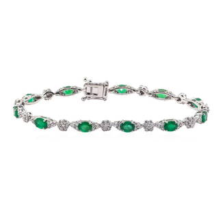 3.58 ctw Emerald and Diamond Bracelet - 14KT White Gold: One 3.58ctw Emerald and Diamond Bracelet - 14KT White Gold. AIG certified. See Appraisal for more details. AIG Appraised.
