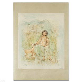 The Forest Freind by Hibel (1917-2014): "The Forest Friend" is a limited edition lithograph on paper, numbered and hand signed by Edna Hibel (1917-2014). Includes Certificate of Authenticity! Measures approx. 20" x 30" (with border) 16" x