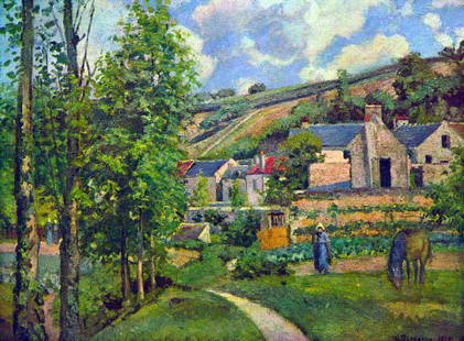 Camille Pissarro - Landscape at Pontoise: Artist : Camille Pissarro - Title: Landscape at Pontoise - Medium: Fine Art Reproduction Giclee on Canvas - Image Size: Approximately 14.75 inches x 20 inches - Unframed on Unstretched Canvas -