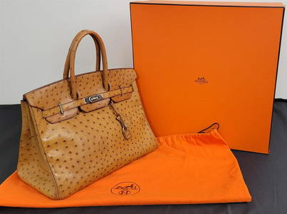 Hermes Birkin 35 featured in Cognac Brown