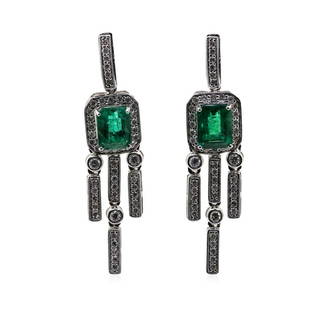 3.24 ctw Emerald and Diamond Earrings - Platinum: One 3.24ctw Emerald and Diamond Earrings - Platinum. AIG certified. See Appraisal for more details. AIG Appraised.