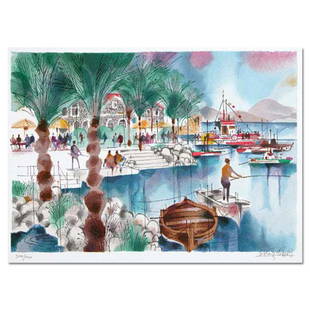Fisherman of the Kineret by Katz (1926-2010): "Fisherman of the Kineret ", is a limited edition Serigraph on Paper by Shmuel Katz. Numbered and hand signed, this piece is accompanied by a letter of authenticity. Measures approximately 15.5" x