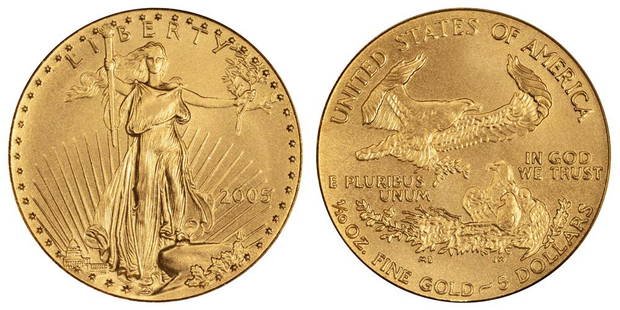 2005 $5 American Gold Eagle Coin: One 2005 $5 American Gold Eagle Coin.