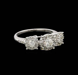 14KT White Gold 1.05 ctw Diamond Ring: One electronically tested 14KT white gold ladies cast diamond engagement ring with a bright polish finish. Identified with markings of "K14". Condition is new. Containing: One prong set round