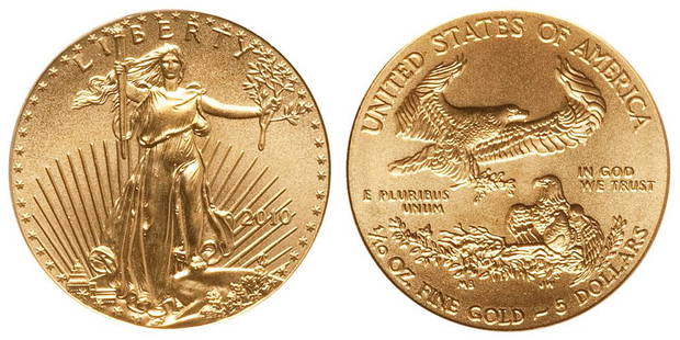 2010 $5 American Gold Eagle Coin: One 2010 $5 American Gold Eagle Coin.